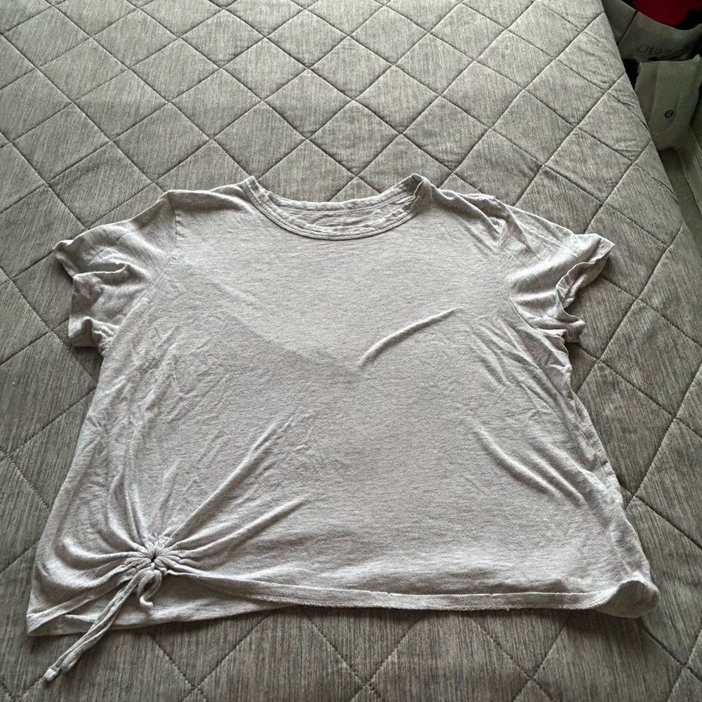 Ladies Aerie Grey Front-Knot T-Shirt